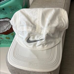 Nike White and Gray Athletic Hat